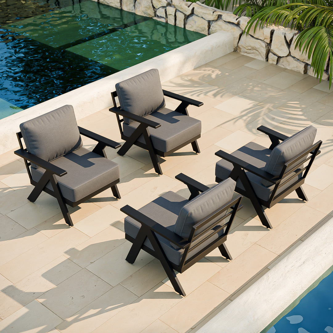 COOS BAY Iron Luxe Modern Outdoor Patio Chairs Set of 2/4