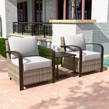 Load image into Gallery viewer, Palm Breeze Outdoor Patio Wicker Chairs with Side Table, 3 pcs