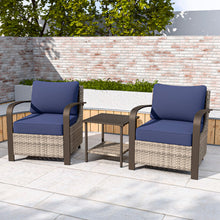 Load image into Gallery viewer, Palm Breeze Outdoor Patio Wicker Chairs with Side Table, 3 pcs