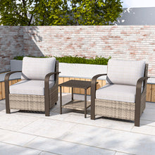 Load image into Gallery viewer, Palm Breeze Outdoor Patio Wicker Chairs with Side Table, 3 pcs