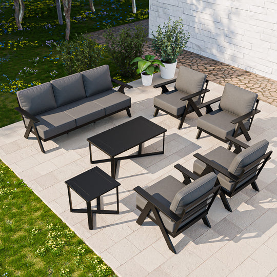 COOS BAY Iron Luxe Modern Outdoor 7 Piece Patio Furniture Set