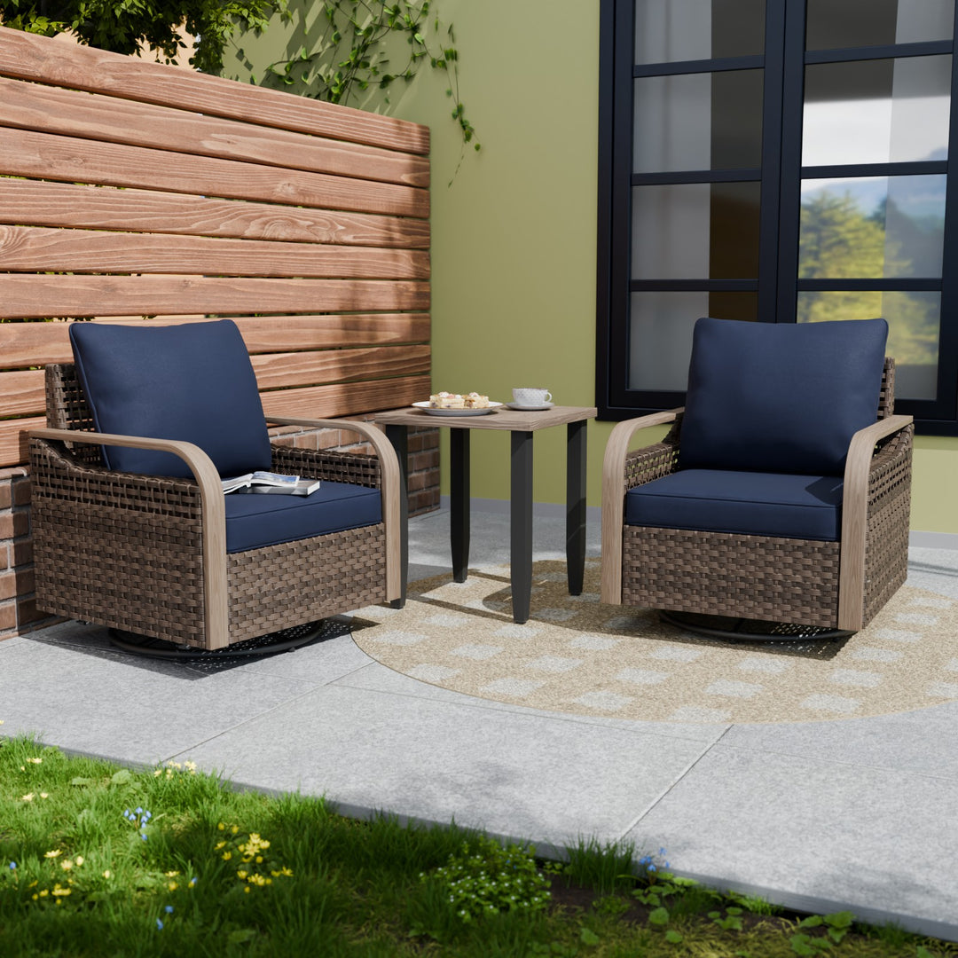 COOS BAY Modern Outdoor 3 PCS Bistro Set w/Swivel Rocking Chairs & Side Table
