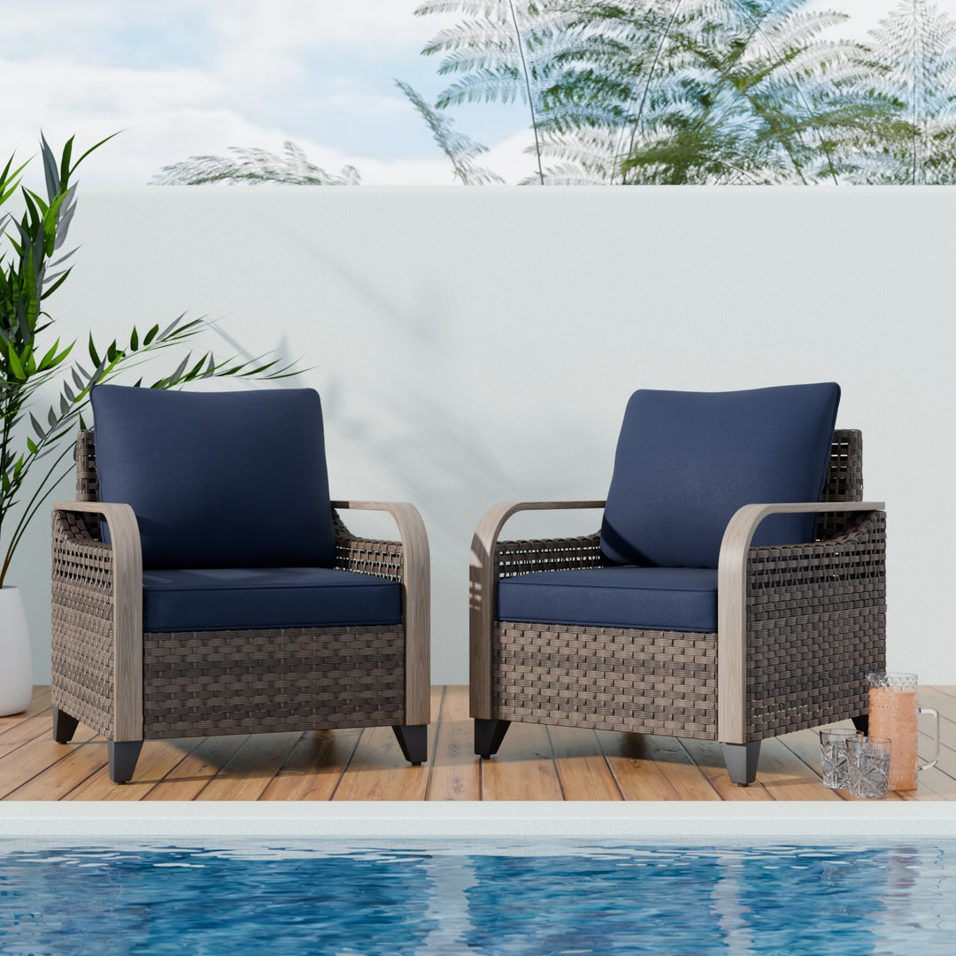 COOS BAY Modern Wicker 2 PCS Patio Chairs