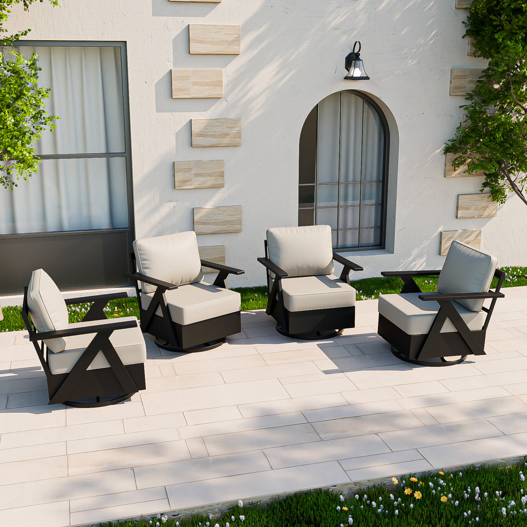 COOS BAY Iron Luxe Modern Outdoor Swivel Rocking Chairs Set of 2/4