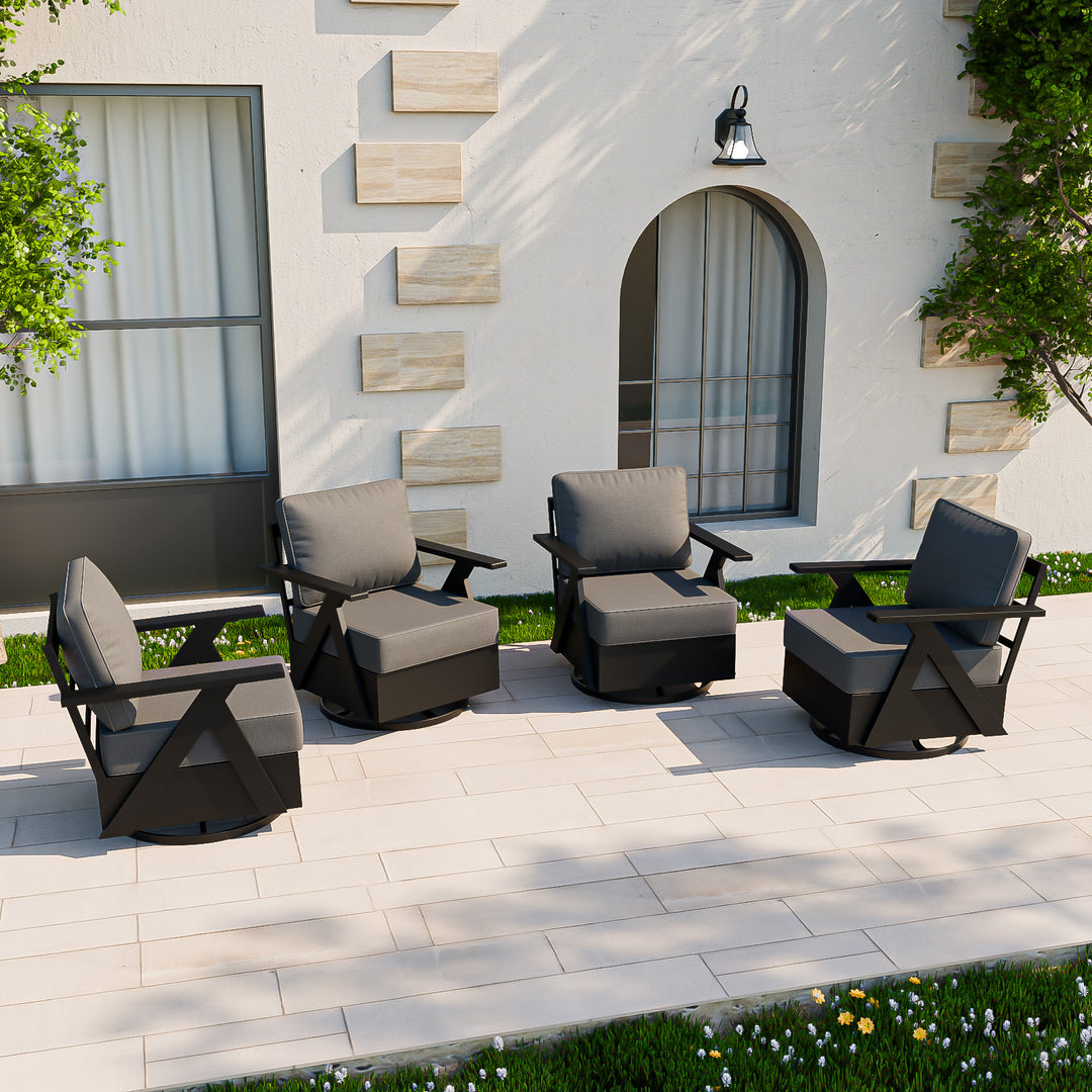 COOS BAY Iron Luxe Modern Outdoor Swivel Rocking Chairs Set of 2/4