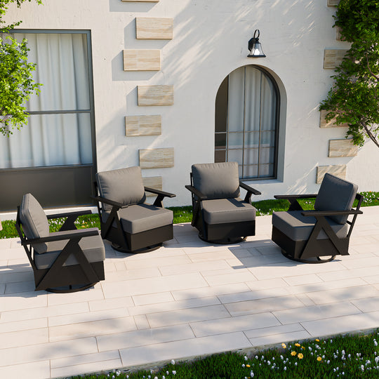 COOS BAY Iron Luxe Modern Outdoor Swivel Rocking Chairs Set of 2/4