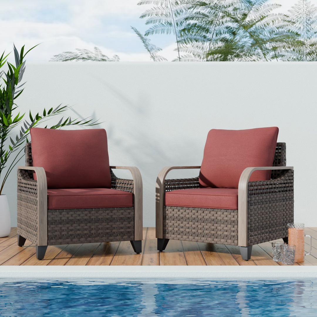 COOS BAY Modern Wicker 2 PCS Patio Chairs