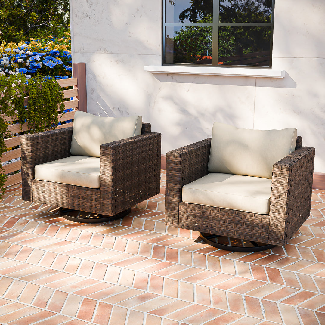 COOS BAY Lanai Chic Outdoor Swivel Rocking Chair, Set of 1, 2, 4