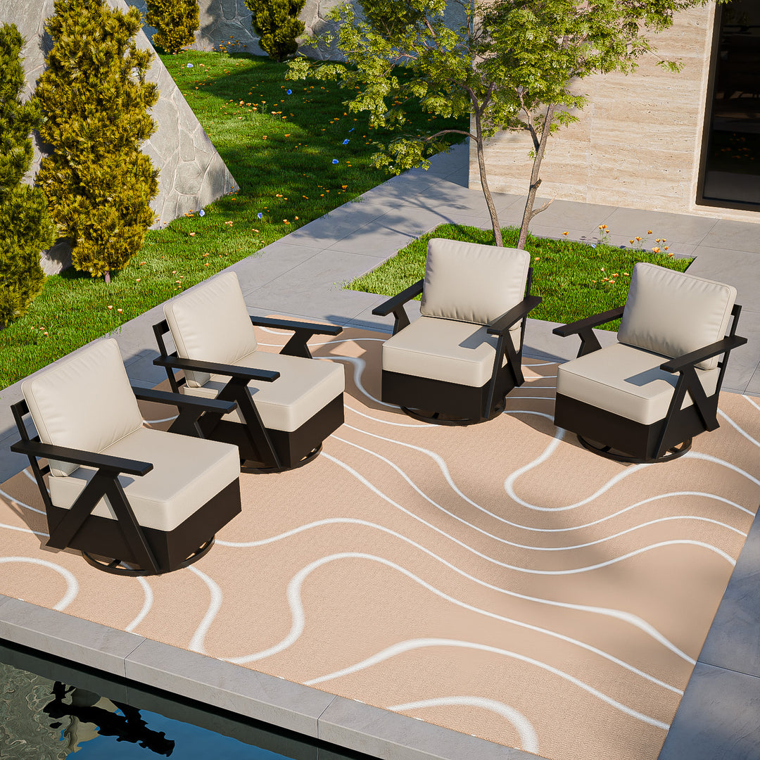 COOS BAY Iron Luxe Modern Outdoor Swivel Rocking Chairs Set of 2/4