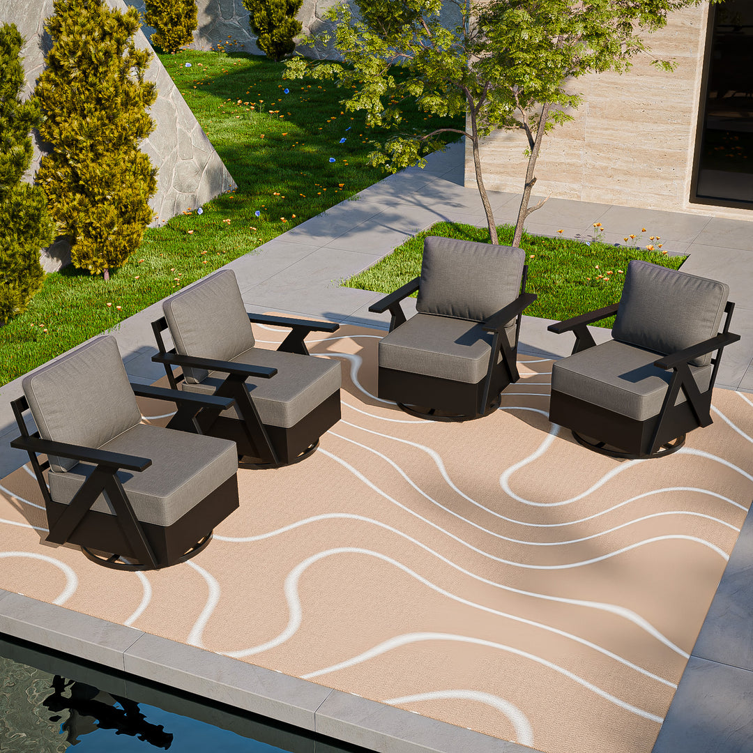COOS BAY Iron Luxe Modern Outdoor Swivel Rocking Chairs Set of 2/4