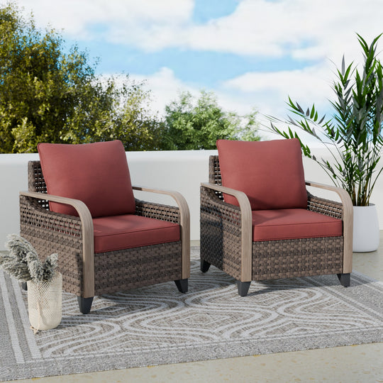 COOS BAY Modern Wicker 2 PCS Patio Chairs