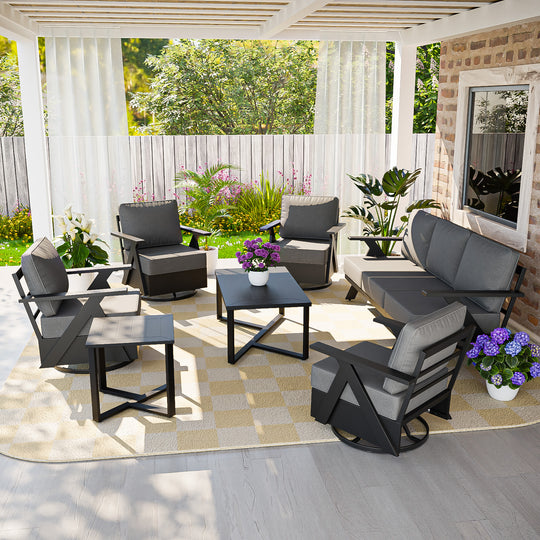 COOS BAY Iron Luxe Modern Outdoor 7 Piece Patio Furniture Set