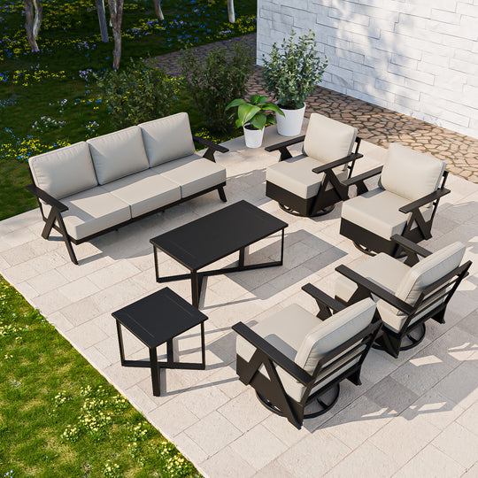COOS BAY Iron Luxe Modern Outdoor 7 Piece Patio Furniture Set