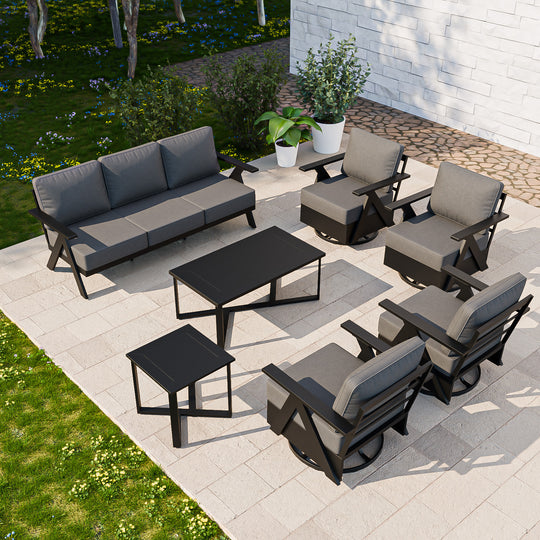 COOS BAY Iron Luxe Modern Outdoor 7 Piece Patio Furniture Set
