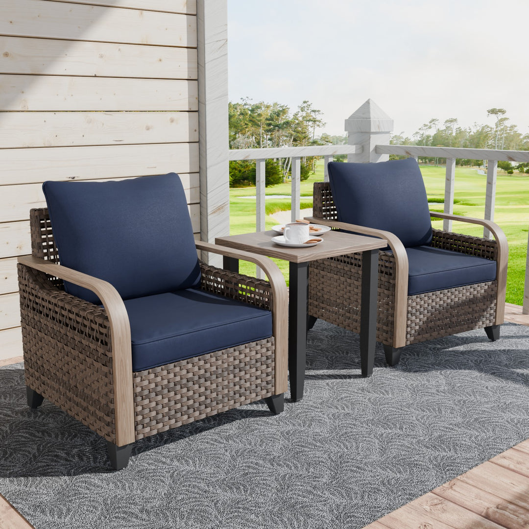 COOS BAY Modern Outdoor 3 PCS Furniture Set w/Patio Chairs & Side Table