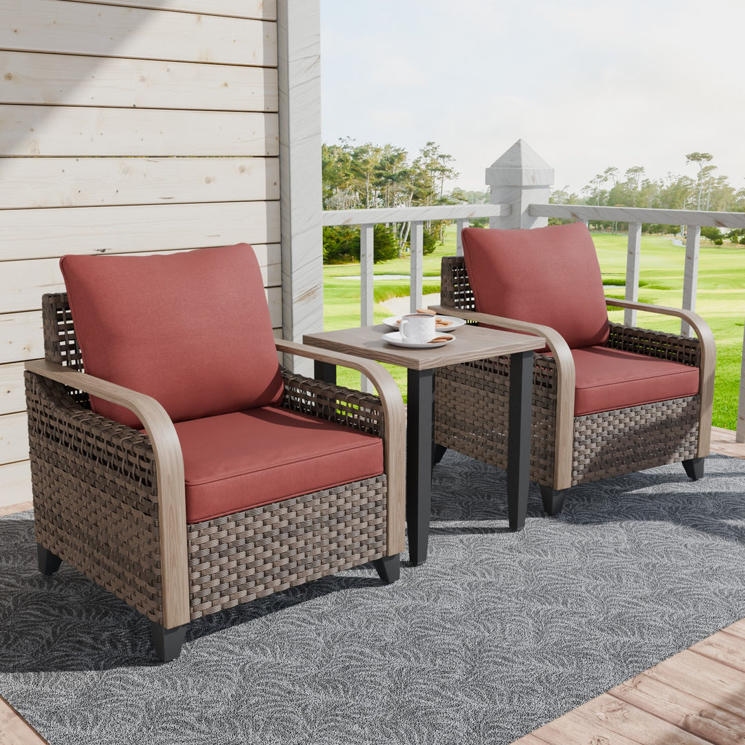 COOS BAY Modern Outdoor 3 PCS Furniture Set w/Patio Chairs & Side Table