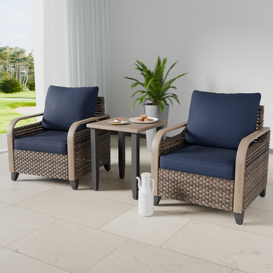 COOS BAY Modern Outdoor 3 PCS Furniture Set w/Patio Chairs & Side Table