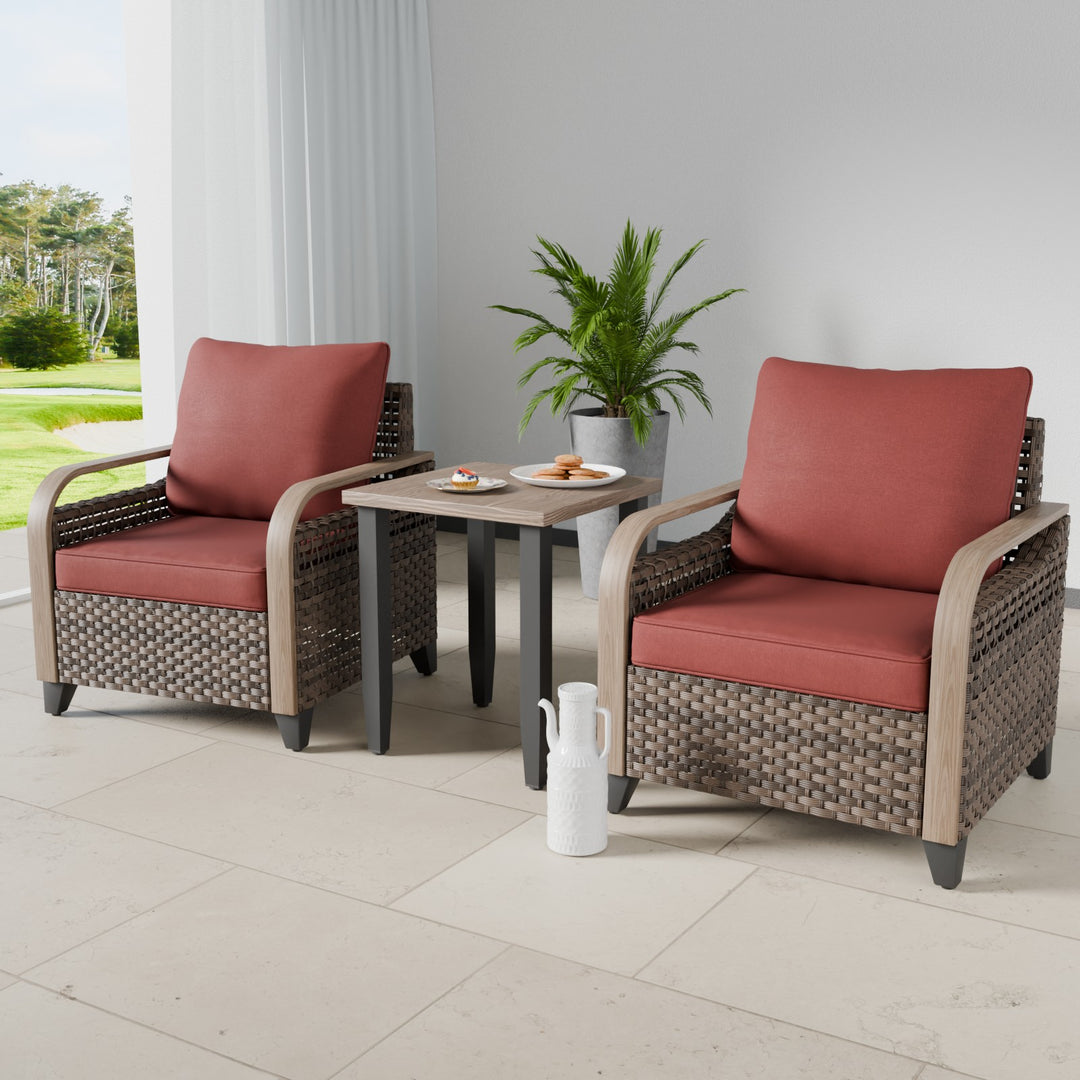 COOS BAY Modern Outdoor 3 PCS Furniture Set w/Patio Chairs & Side Table