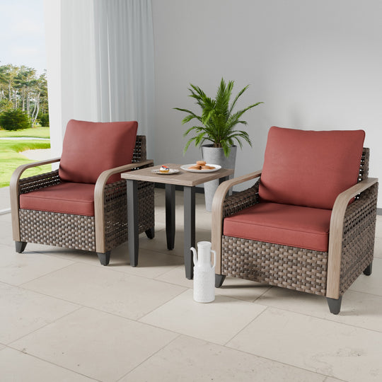 COOS BAY Modern Outdoor 3 PCS Furniture Set w/Patio Chairs & Side Table