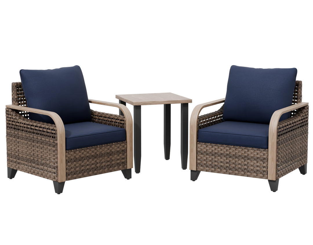 COOS BAY Modern Outdoor 3 PCS Furniture Set w/Patio Chairs & Side Table