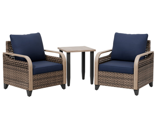 COOS BAY Modern Outdoor 3 PCS Furniture Set w/Patio Chairs & Side Table