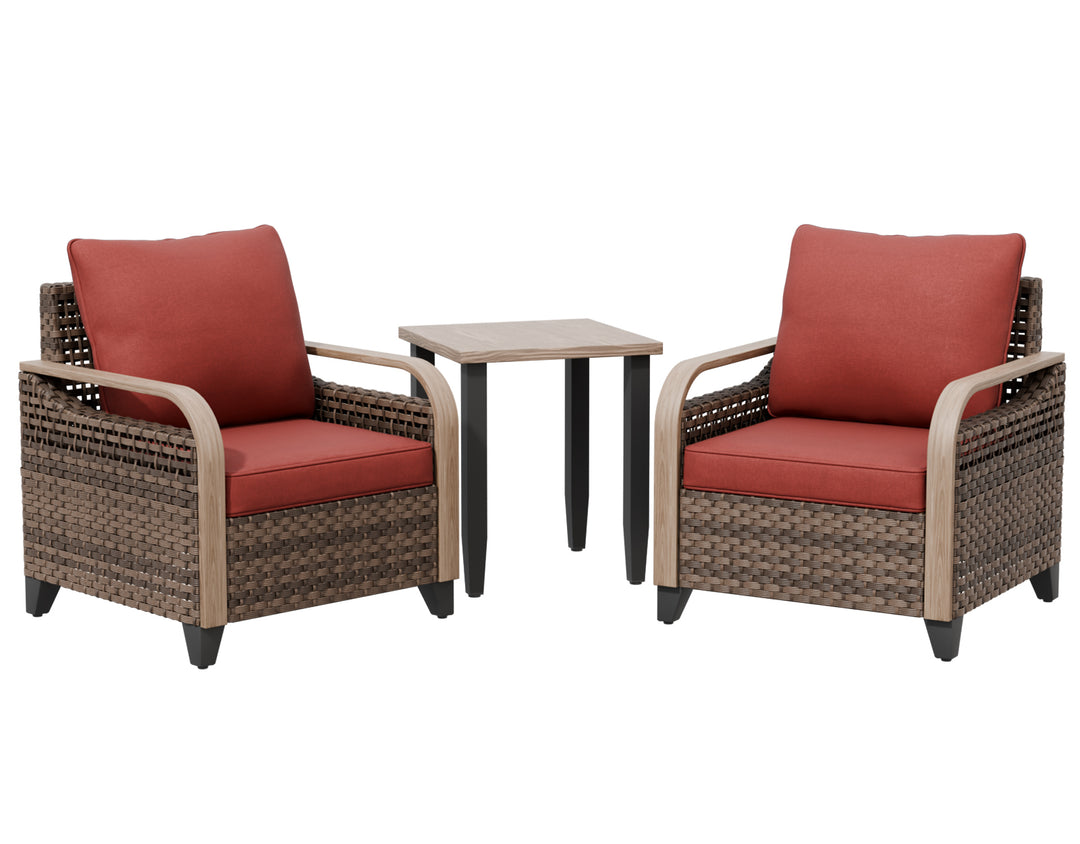 COOS BAY Modern Outdoor 3 PCS Furniture Set w/Patio Chairs & Side Table