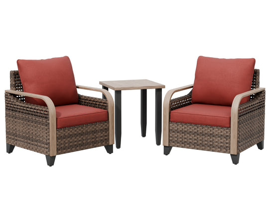 COOS BAY Modern Outdoor 3 PCS Furniture Set w/Patio Chairs & Side Table