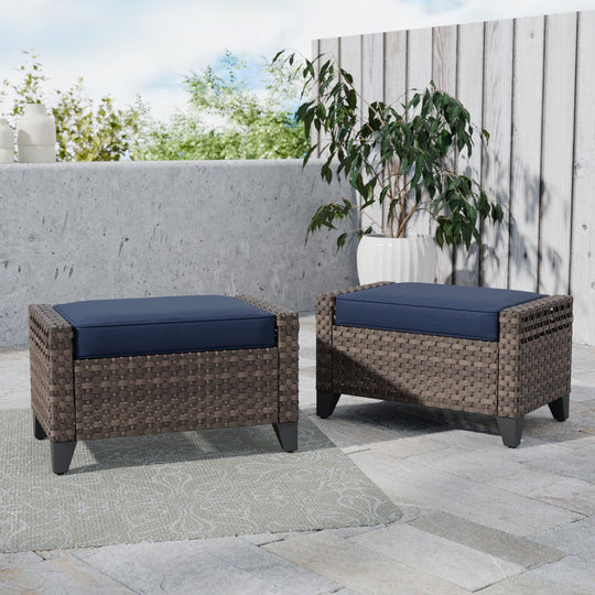 COOS BAY 2 PCS Wicker Outdoor Ottoman