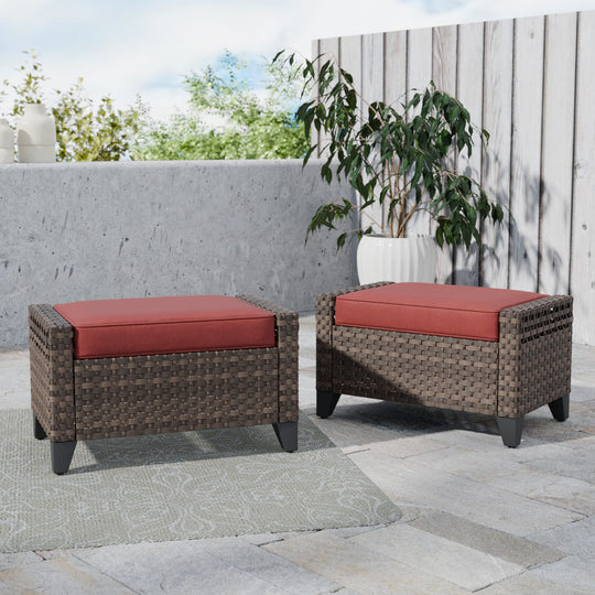 COOS BAY 2 PCS Wicker Outdoor Ottoman