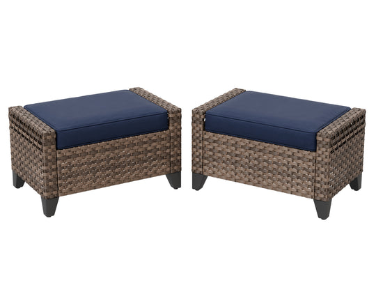 COOS BAY 2 PCS Wicker Outdoor Ottoman