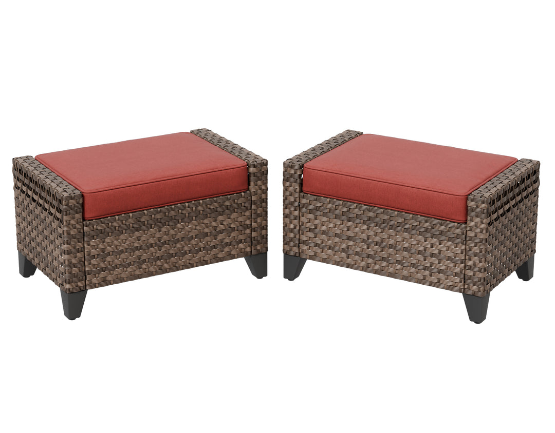 COOS BAY 2 PCS Wicker Outdoor Ottoman