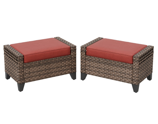 COOS BAY 2 PCS Wicker Outdoor Ottoman