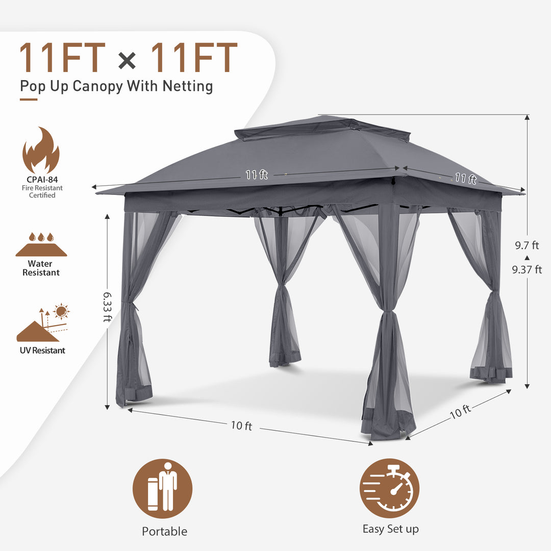 COOS BAY 11x11 Pop Up Gazebo with Mesh Netting