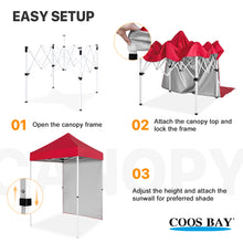 Load image into Gallery viewer, COOS BAY 5x5 Outdoor Portable Canopy Tent with One Removable Sunwall