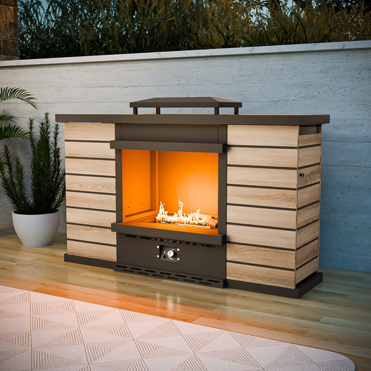 Outdoor Propane Fire Pit 50,000 BTU, Smokelss Gas Fireplace with Hidden Tank Storage