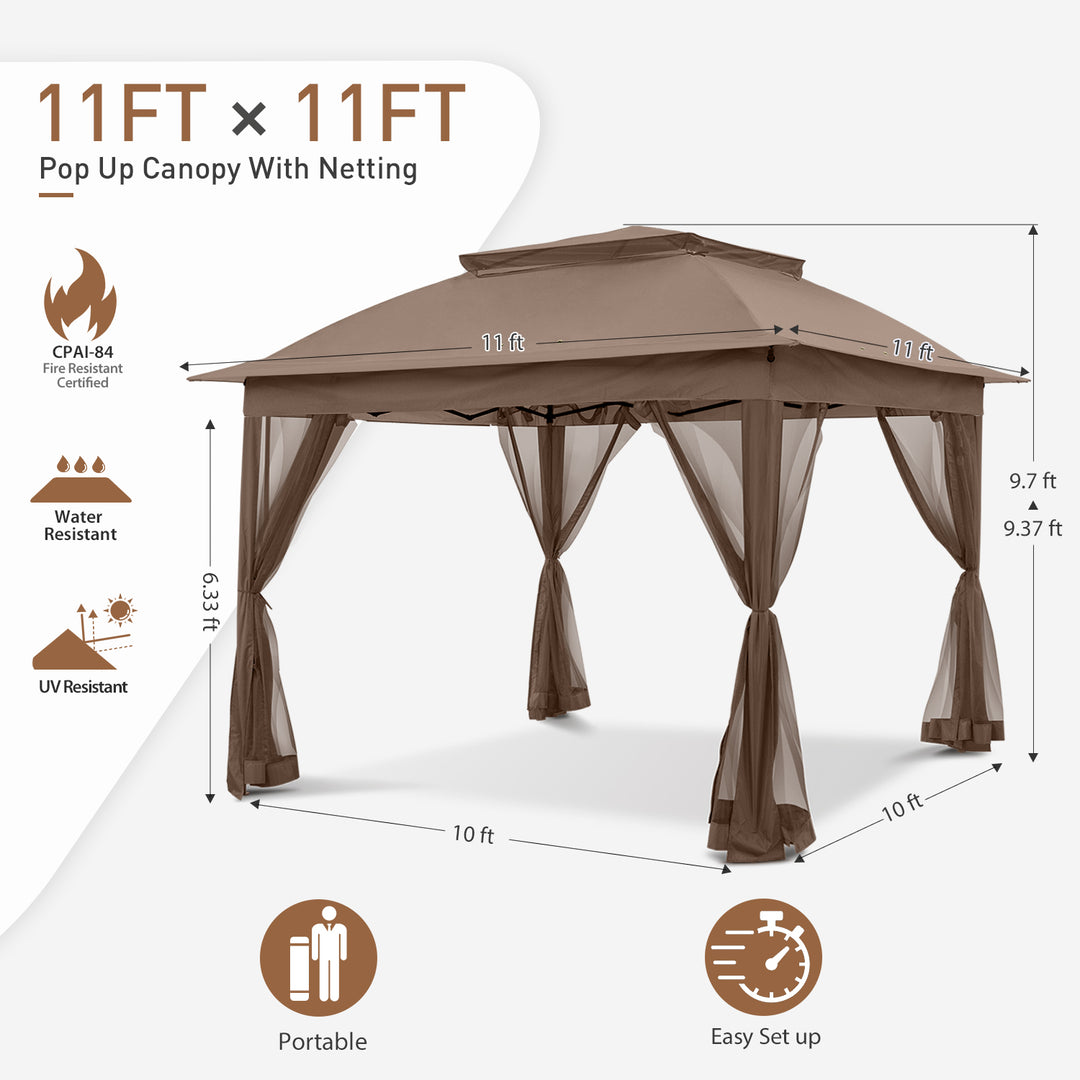 COOS BAY 11x11 Pop Up Gazebo with Mesh Netting