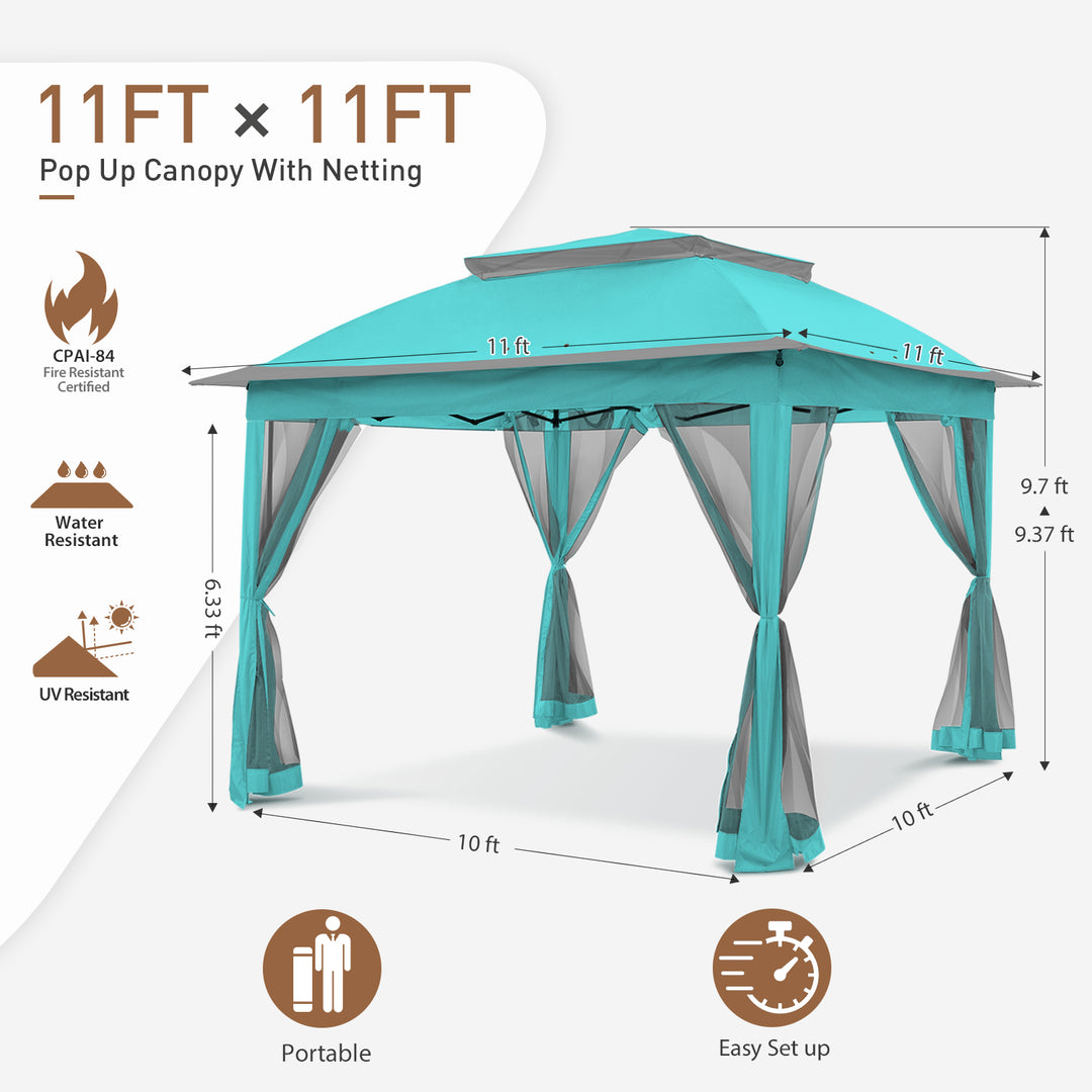 COOS BAY 11x11 Pop Up Gazebo with Mesh Netting