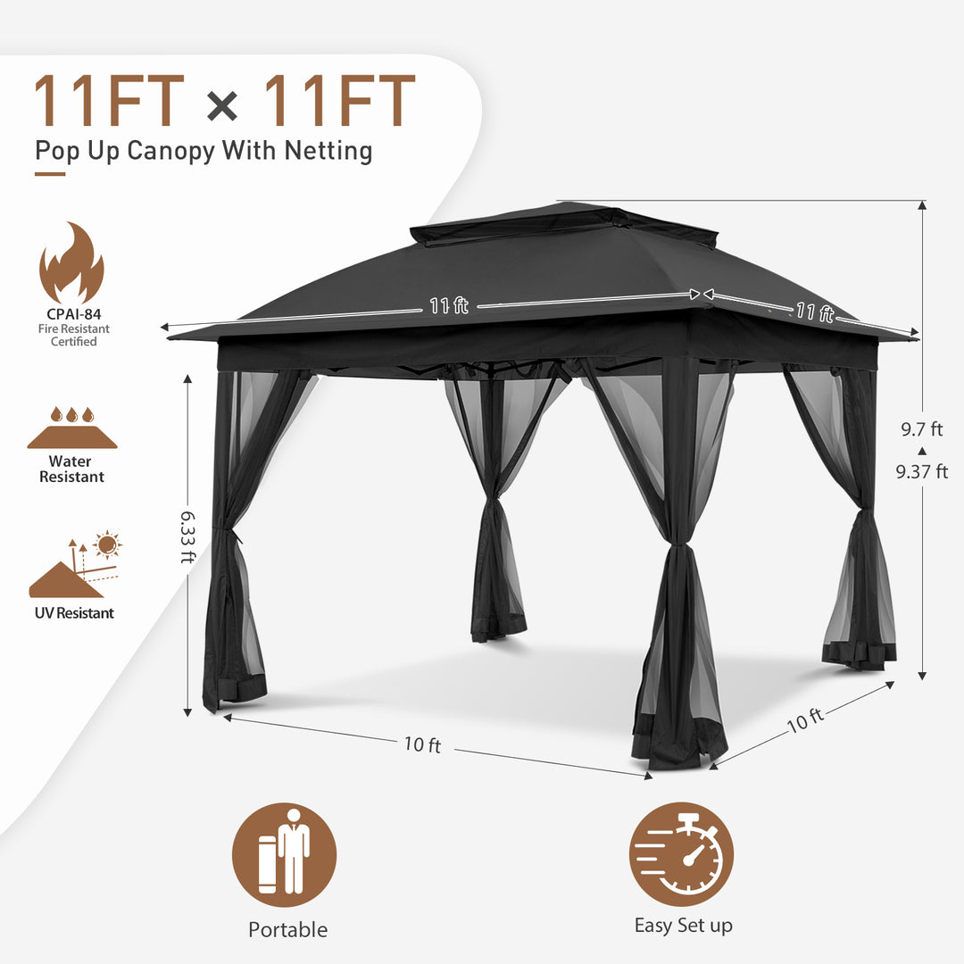 COOS BAY 11x11 Pop Up Gazebo with Mesh Netting
