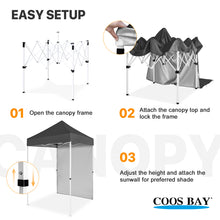 Load image into Gallery viewer, COOS BAY 5x5 Outdoor Portable Canopy Tent with One Removable Sunwall