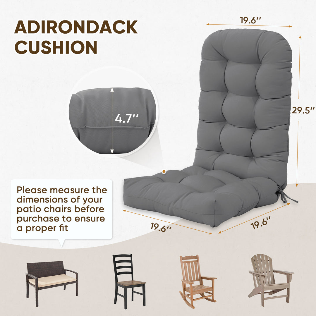 COOS BAY High Back Adirondack Chair Cushions, 49x20x5, Set of 2