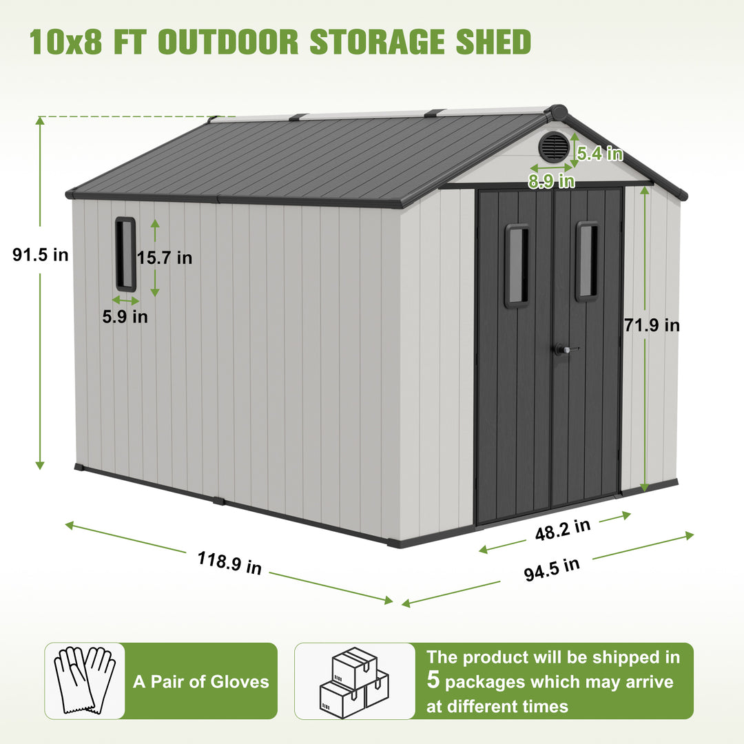 COOS BAY 8x6/8x8/5x3/6x4 Outdoor Storage Shed with Floor, Lockable Doors