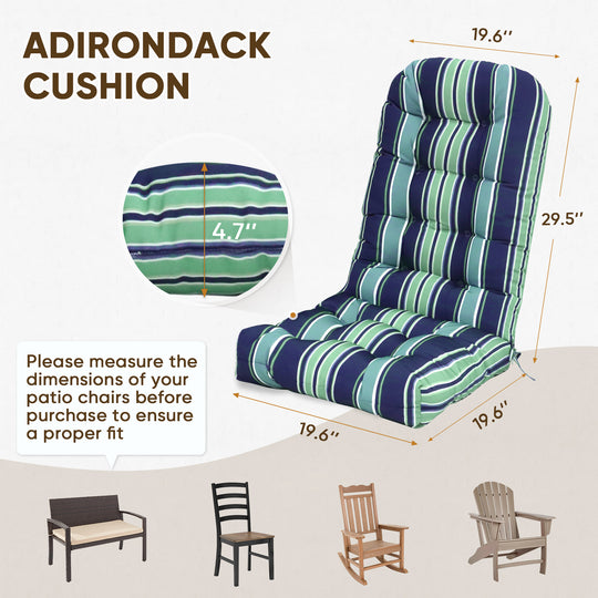 COOS BAY High Back Adirondack Chair Cushions, 49x20x5, Set of 2