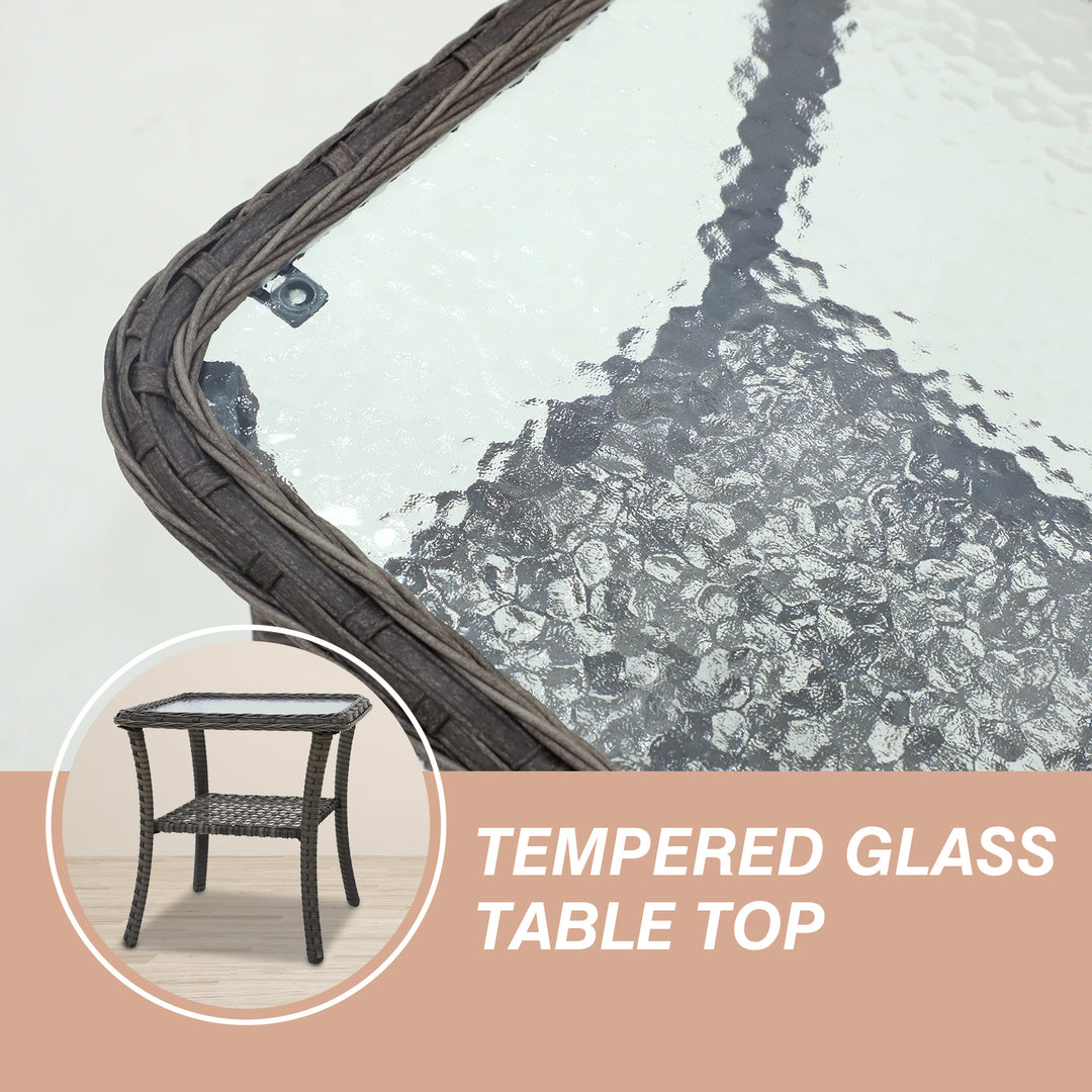 COOS BAY Vintage Courtyard PE Rattan Outdoor Side Table