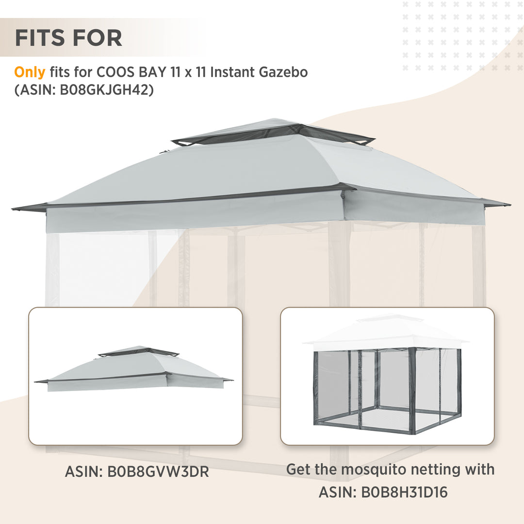 COOS BAY 11x11 Replacement Gazebo Top with Air Vent Sunshade Polyester Top Cover Only