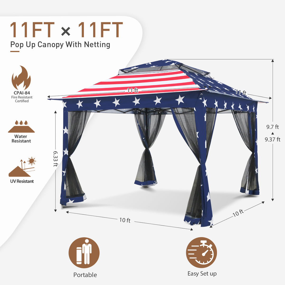COOS BAY 11x11 Pop Up Gazebo with Mesh Netting