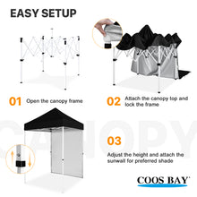 Load image into Gallery viewer, COOS BAY 5x5 Outdoor Portable Canopy Tent with One Removable Sunwall