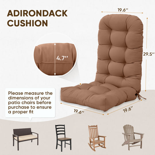 COOS BAY High Back Adirondack Chair Cushions, 49x20x5, Set of 2