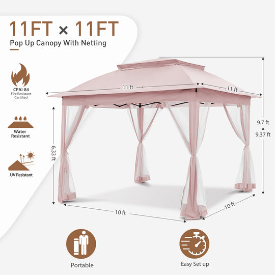 COOS BAY 11x11 Pop Up Gazebo with Mesh Netting