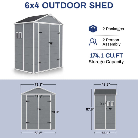 COOS BAY 5x3/6x4/8x6/8x8 Outdoor Storage Shed