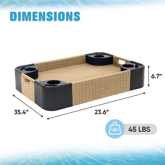 COOS BAY 35"x24" Rectangular Floating Drink Holder for Pool and Hot Hub